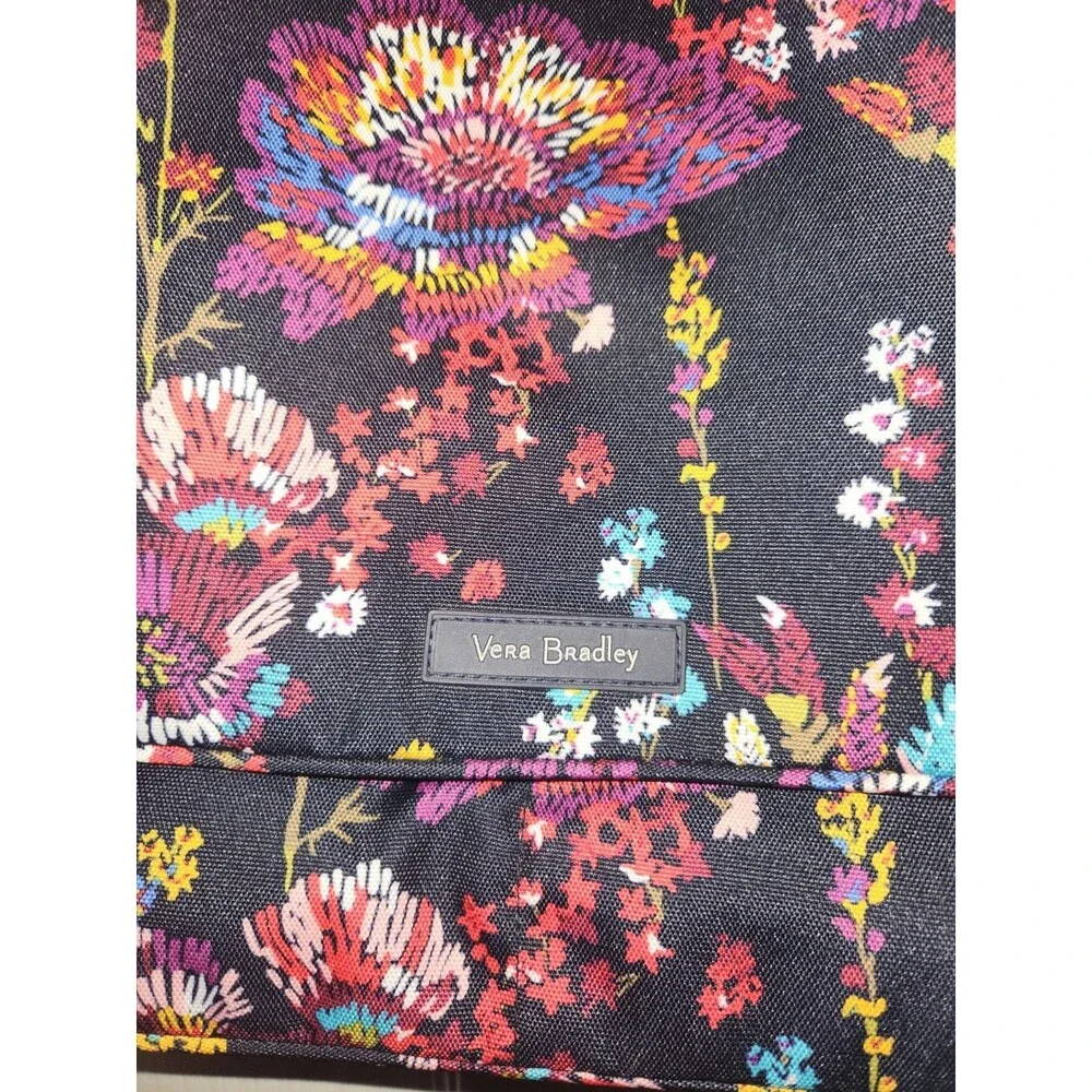 NEW Vera Bradley Lighten Up Essential Messenger Bag Midnight Wildflowers NWT - Picture 2 of 7